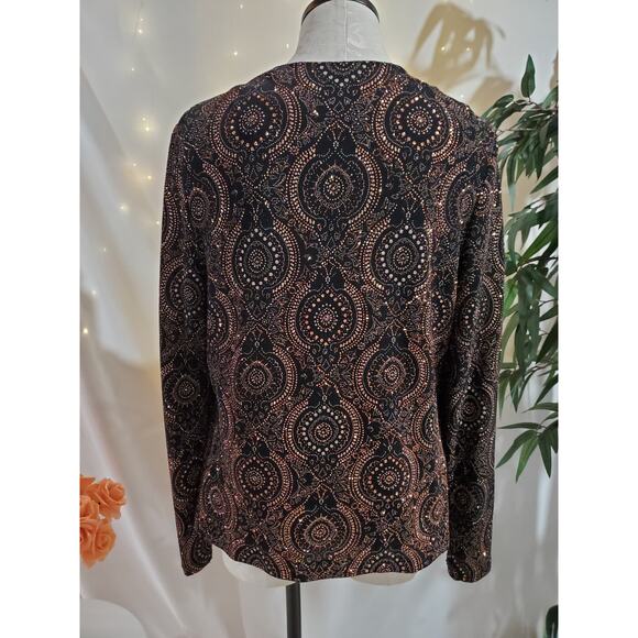 Xscape by Joanna Chen VTG Y2K Boho Sparkle Stretch Jacket Tank Set Womens Size L - Picture 4 of 9